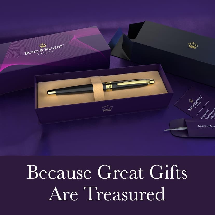 Luxury Rollerball Pen in Black with 24K Gold | Elegant Gift Set for Men & Women