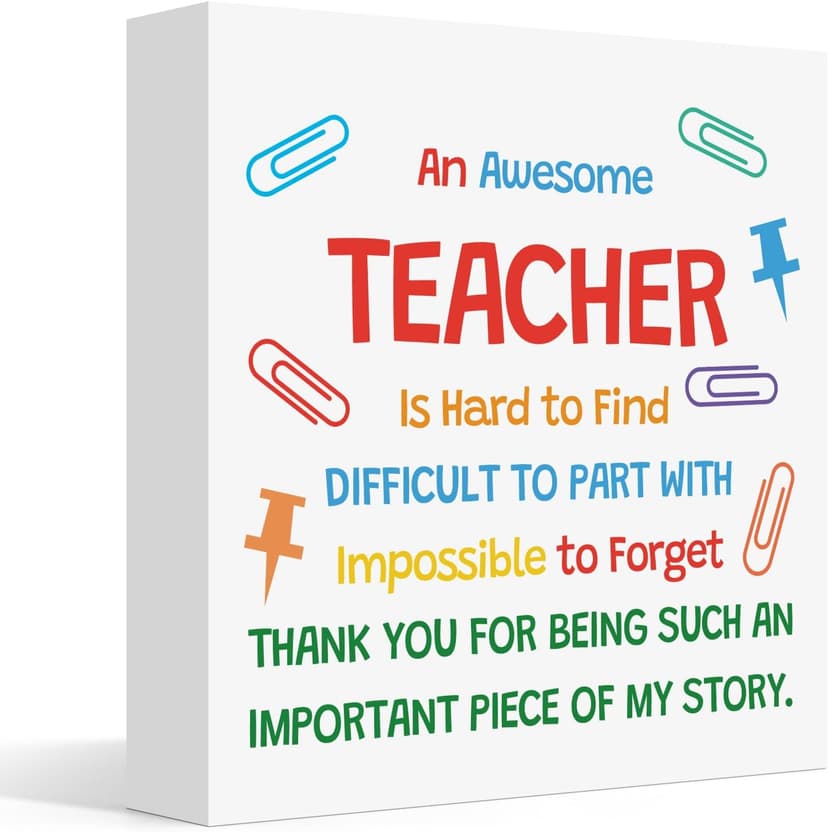 Teacher Appreciation Gifts for Women Men Wooden Box Sign Desk Decor End of Year Christmas Birthday Back to School Gifts for Preschool Kindergarten Teacher Elementary Educators Wooden Plaque
