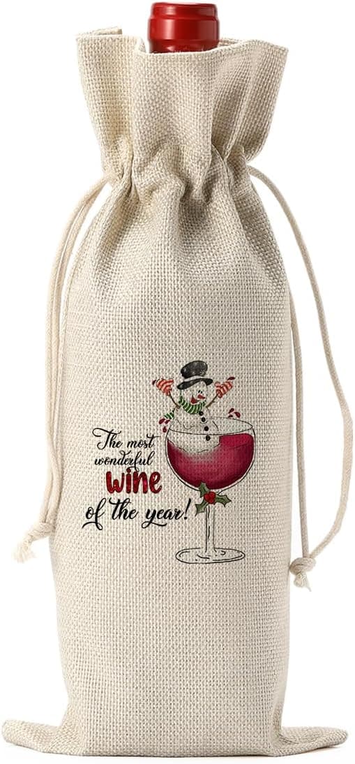 Funny Christmas Wine Bags - Holiday Gifts for Women & Men - Wine Lover & Christmas Party Decorations