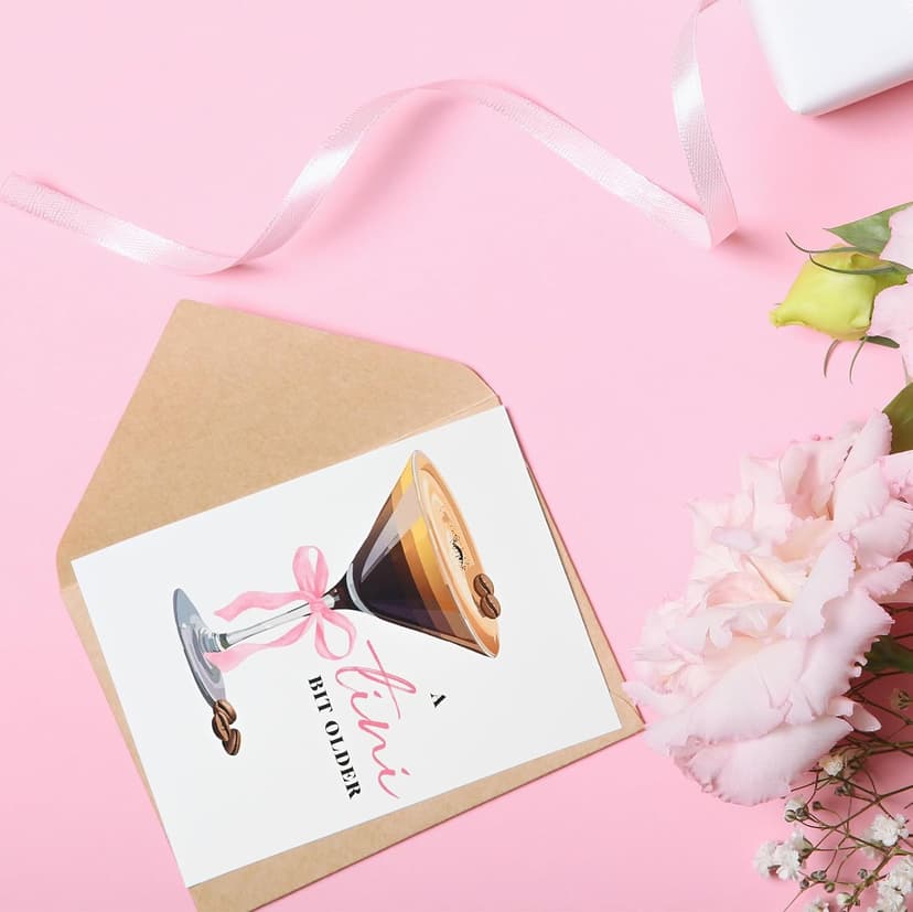 Espresso Martini Birthday Card-Funny Coffee & Cocktail Greeting Card for Women Best Friend Sister Daughter Wife-A Tini Bit Older Birthday Gift 21st 25th 30th (White-Tini)