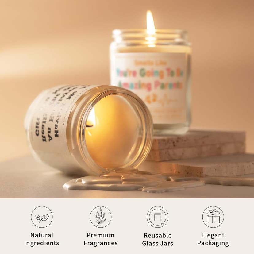 AceThrills Gender Reveal Gifts, New Parents Gift for Couples, Pregnancy Gifts for First Time New Mom Dad Gift - 7 Oz Lavender Scented Candle