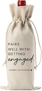 FBCCZEY Engaged Gifts, Engagement Gifts for Couples Her, Engagement Party Decorations Gifts for Engaged Couple Wine Bag, Pairs Well with Getting Engaged Wine Bottle Bag