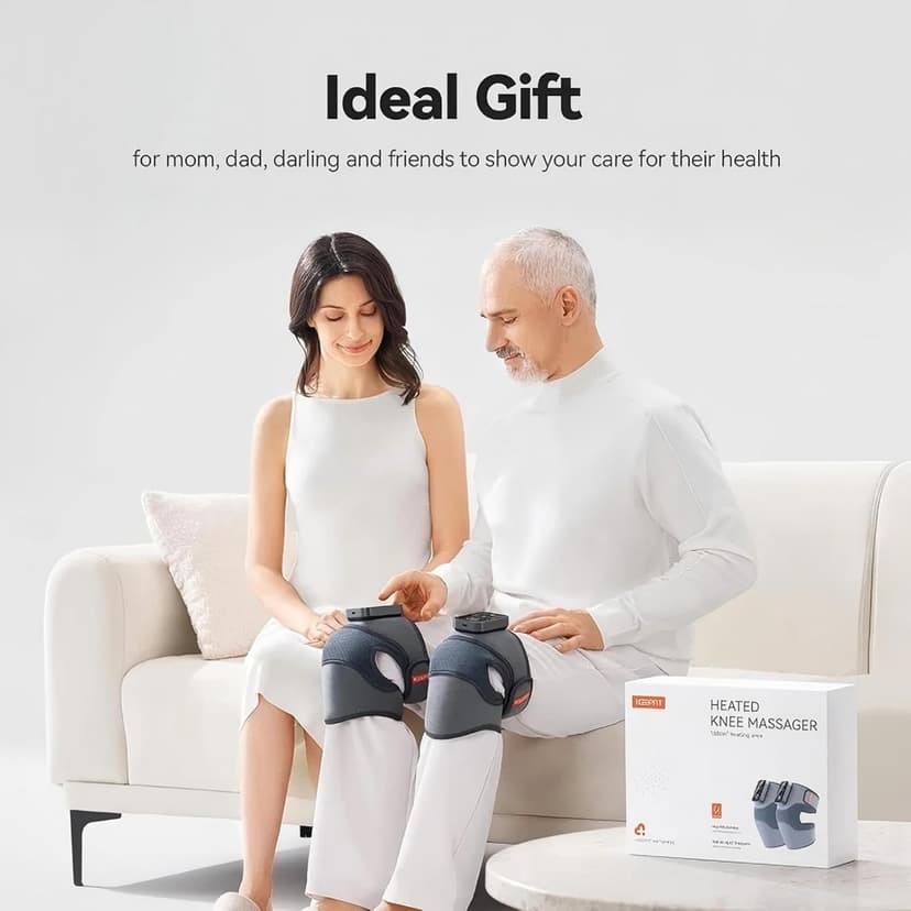 Cordless Knee Massager with Heat Vibration for Pain Relief, MAXwarm 4.0[2025 Upgraded] - Electric Heated Knee Brace with 5 Heat Levels and 3 Massage Mode, Gifts for Men Women (Grey, Pair)