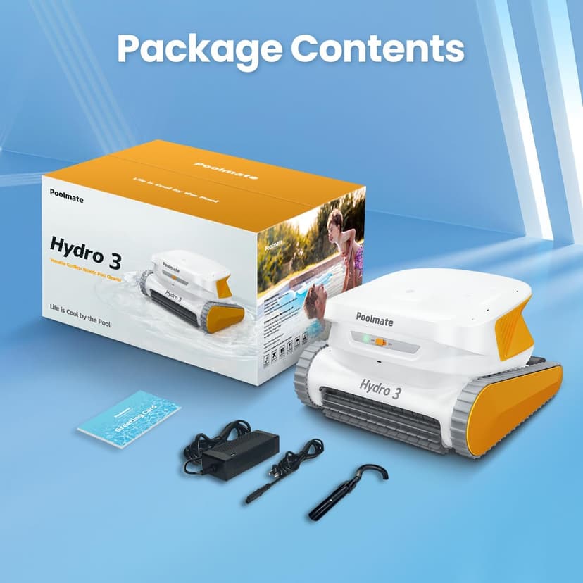 2025 Chasing Hydro 3 Robotic Pool Cleaner for Inground/Above Ground Pools, 150W Cordless Pool Vacuum, Max 200min Runtime, 4.1L Filter Basket, Auto Waterline/Wall Cleaning, Max 1076 sq.ft Coverage