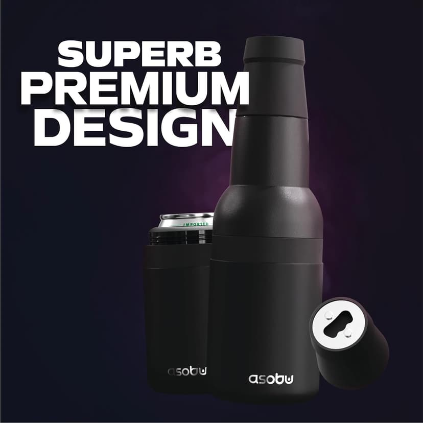 Asobu Frosty Beer Holder,2 Go Vacuum Insulated Double Walled Stainless Steel Beer Can and Bottle Cooler with Beer Opener, Bpa Free, Fits Standard 12oz, Ice Cold for Hours, Great Gift for Beer Lovers