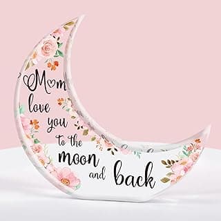Gifts for Mom, Mom Christmas Gifts from Daughter Son, Christmas Gifts for Mom - Thanksgiving Presents for Mom - Acrylic Moon Shaped Decorative Plaque Gifts.