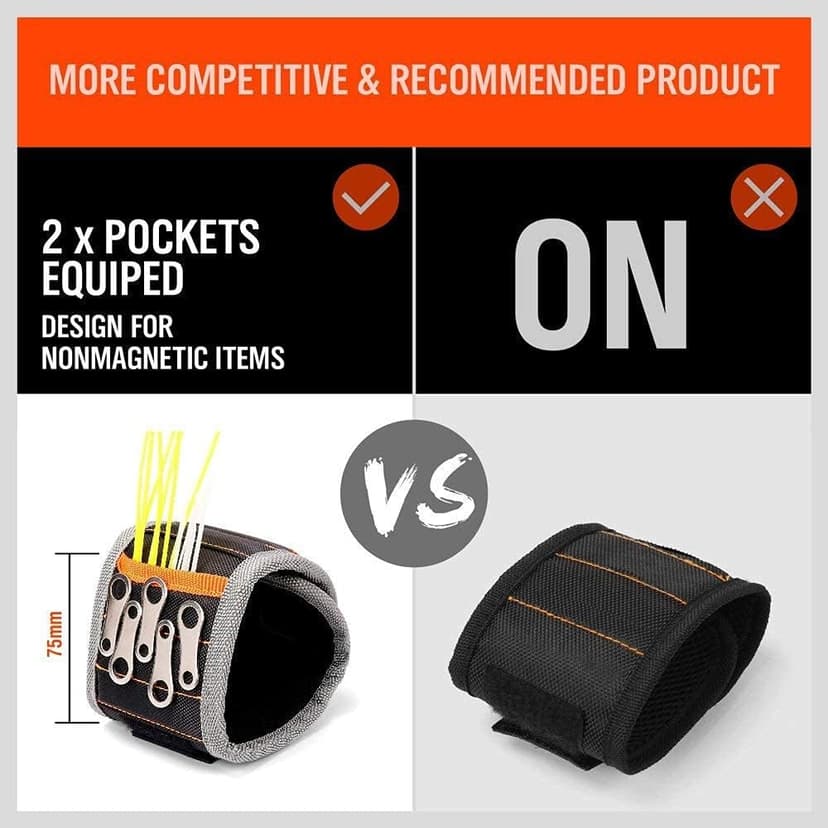 HORUSDY Magnetic Wristband, Gifts for Dad, with Strong Magnets for Holding Screws, Nails, Drilling Bits, Tool Gift for Men