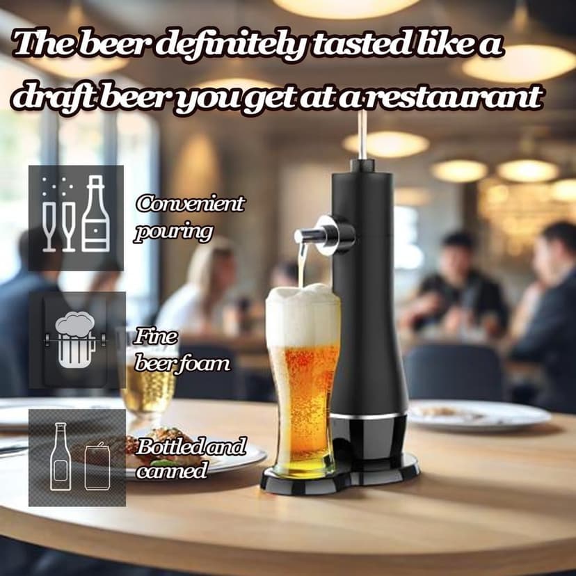 Draft Beer Dispenser, Beer Foam Maker, Beer Draft System for Canned and Bottled, Beer Gifts for Men, Father's Day, Birthday, Black