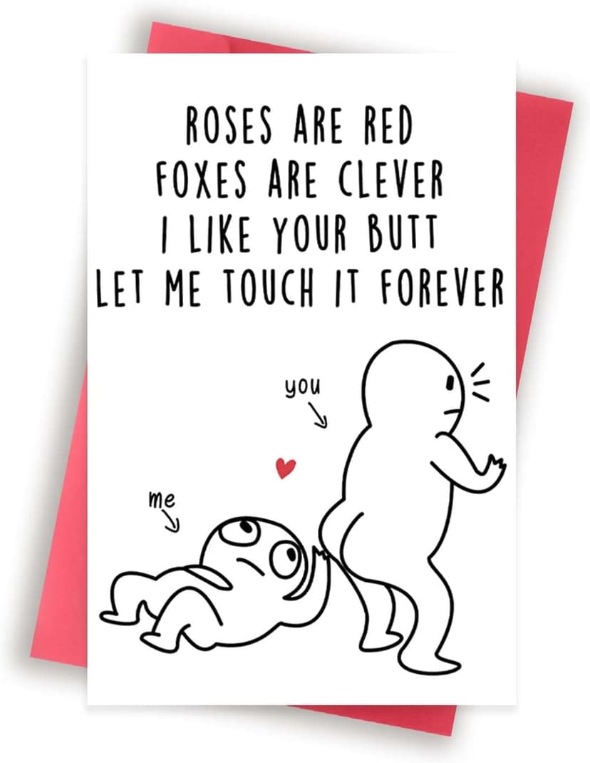Huameigf Romantic Valentines Day Card for Wife Husband, Naughty Valentine's Day Gifts Ideas for BF GF, Cute Anniversary Birthday Card for Women Men, Rude Touch Your Butt Card