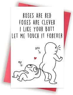 Huameigf Romantic Valentines Day Card for Wife Husband, Naughty Valentine's Day Gifts Ideas for BF GF, Cute Anniversary Birthday Card for Women Men, Rude Touch Your Butt Card