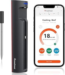 Pro Smart WiFi Wireless Meat Thermometer, Unlimited Range, Improved Stability, Ultra-Thin Probe, Bluetooth Digital Food Thermometer for Remote Monitoring of Oven/Kitchen/BBQ/Grill/Rotisserie