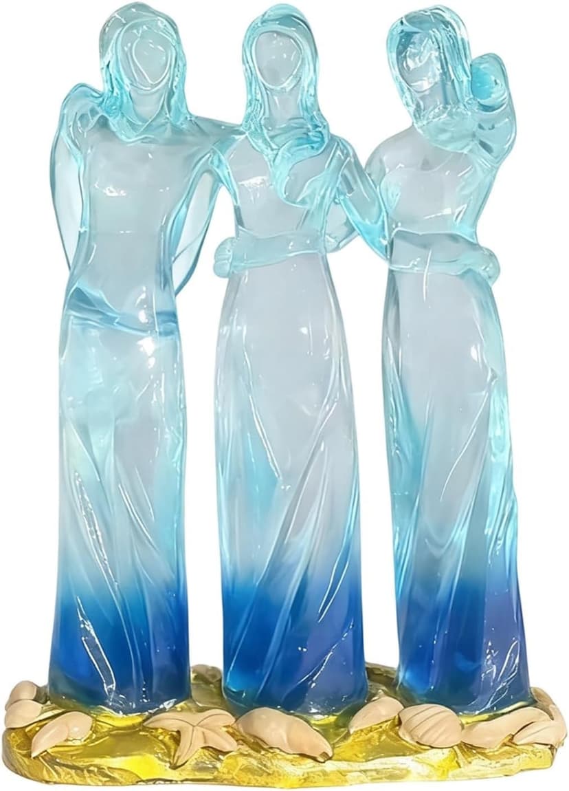 VIECDJSK Sisters Friendship Figurine, Sea Glass Style Resin Sisters Sculpture, Celebrates Friendships Memorial Gift for Women, Unique Birthday Present for Christmas Graduation Home Decor (Three Sisters)