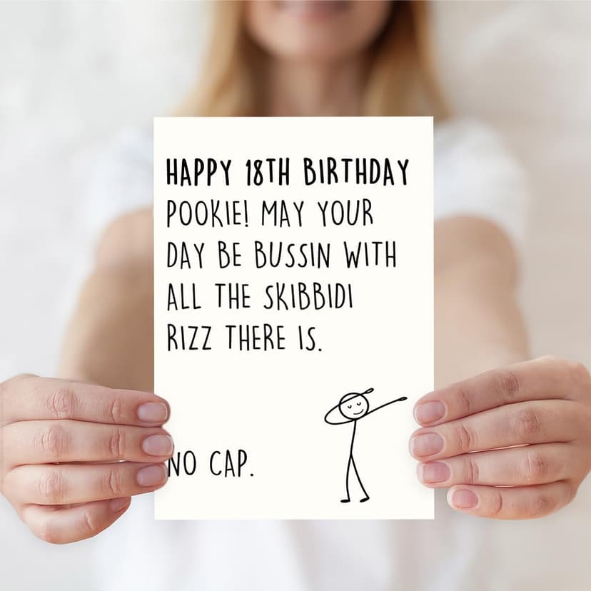 IDU 18th Birthday Card,Happy 18th Birthday Gifts & Decorations for Boys Girls,Funny 18 Year Old Birthday Gifts Cards for Son Daughter with Gen Z Slang Meme-Inspired Design