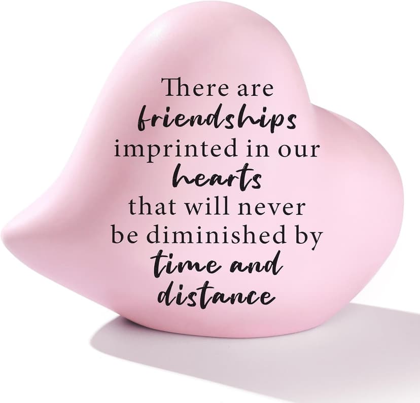 Friend Gifts for Women Birthday Unique - Friendships Imprinted in Our Hearts Never Be Diminished by Time and Distance- 4"x4" Ceramic Heart Decor, Gift for Friends Female Christmas