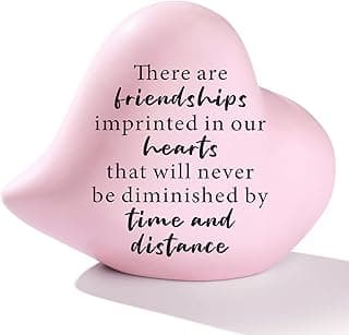 Friend Gifts for Women Birthday Unique - Friendships Imprinted in Our Hearts Never Be Diminished by Time and Distance- 4"x4" Ceramic Heart Decor, Gift for Friends Female Christmas