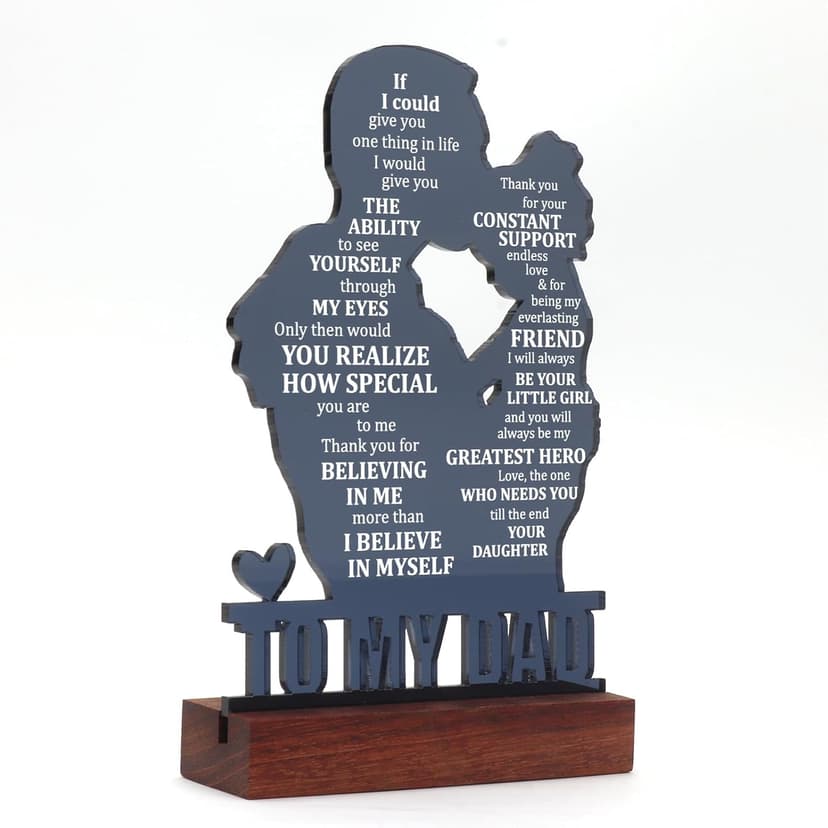 Dad Gifts from Daughter - Meaningful Fathers Day, Birthday, Christmas Sentimental Present for Father, Step Bonus Dad Daddy Papa Pop Old Man Acrylic Keepsake Plaque for Desk Decor Office Home
