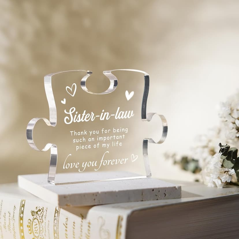 Sister in Law Gifts, Best Gifts for Sister in Law - 4.9 x 3.7 inch Engraved Acrylic Block, Christmas Mothers Day Wedding Gifts for Sister in Law, Sister in Law Birthday Gifts Ideas