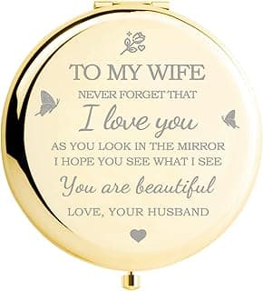 Gifts for Wife I Love You Wife Gold Compact Mirror