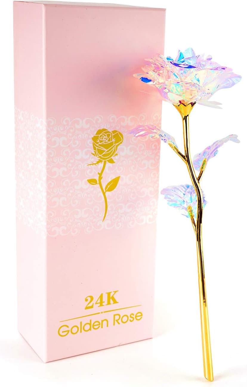 Christmas Flowers Gifts for Women, Mom Birthday Gifts for Christmas, Galaxy Glass Rose Forever Preserved Flowers Eternal Crystal Roses Xmas Gifts for Grandma Wife Sister Her Friends, Colorful