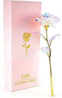 Christmas Flowers Gifts for Women, Mom Birthday Gifts for Christmas, Galaxy Glass Rose Forever Preserved Flowers Eternal Crystal Roses Xmas Gifts for Grandma Wife Sister Her Friends, Colorful