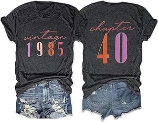 40th Birthday Gift for Women Vintage 1985 Shirt Letter Print Retro Party Tops Casual Short Sleeve Tee