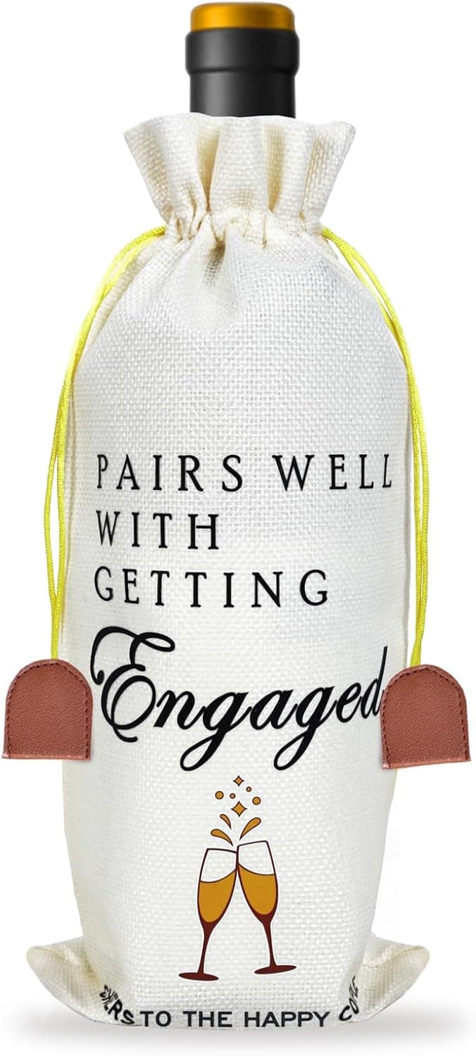 Engagement Gifts for Couples Newly Engaged, Her, Women, Him, Best Friends, Happy Engagement Wine Gift Bags for 750 ml Bottles, Party Decorations