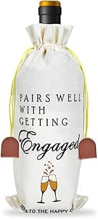 Engagement Gifts for Couples Newly Engaged, Her, Women, Him, Best Friends, Happy Engagement Wine Gift Bags for 750 ml Bottles, Party Decorations