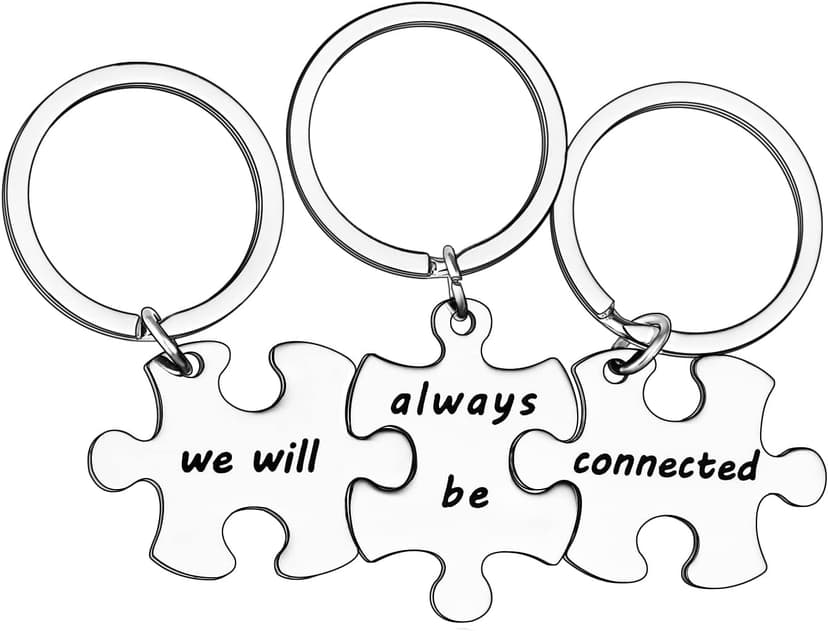 YEEQIN 3PCS We Will Always Be Connected Keychain Set, Best Friends Keychains for 3, Friendship Keychain Jewelry Gift for Sisters Friends
