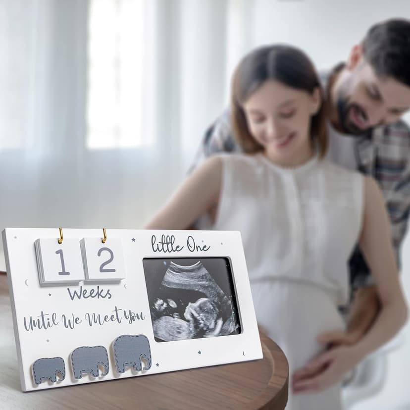 Sonogram Picture Frame, Ultrasound Photo Frame with Baby Countdown Weeks, Expecting Parents to be Pregnancy Gift Congratulations Pregnancy Must Have Grandparent Baby Announcement First Time Mom to Be