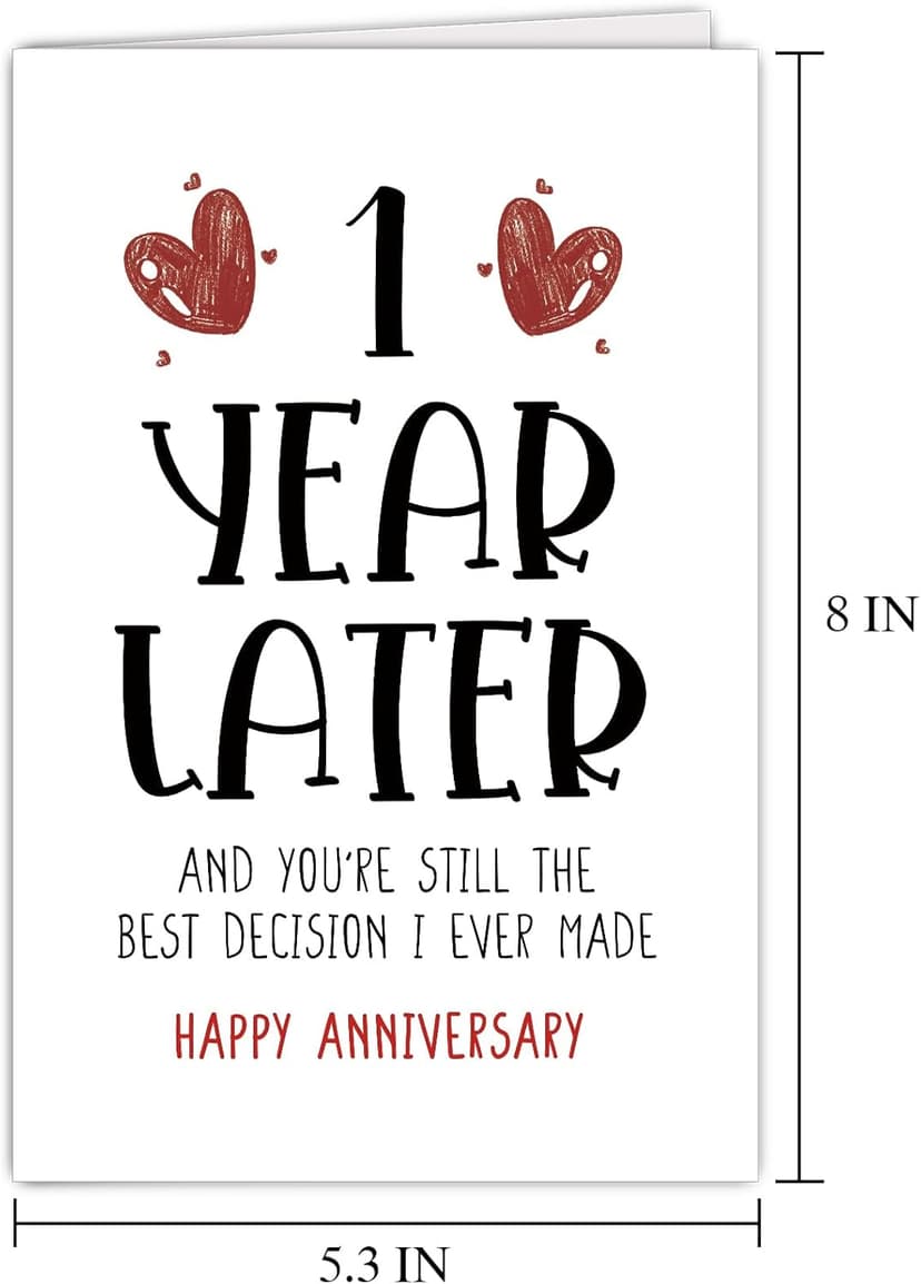 Supoeguk Happy One Year Card for Girlfriend Boyfriend, First Anniversary Card for Him Her, Funny 1st Wedding Anniversary Card for Wife Husband