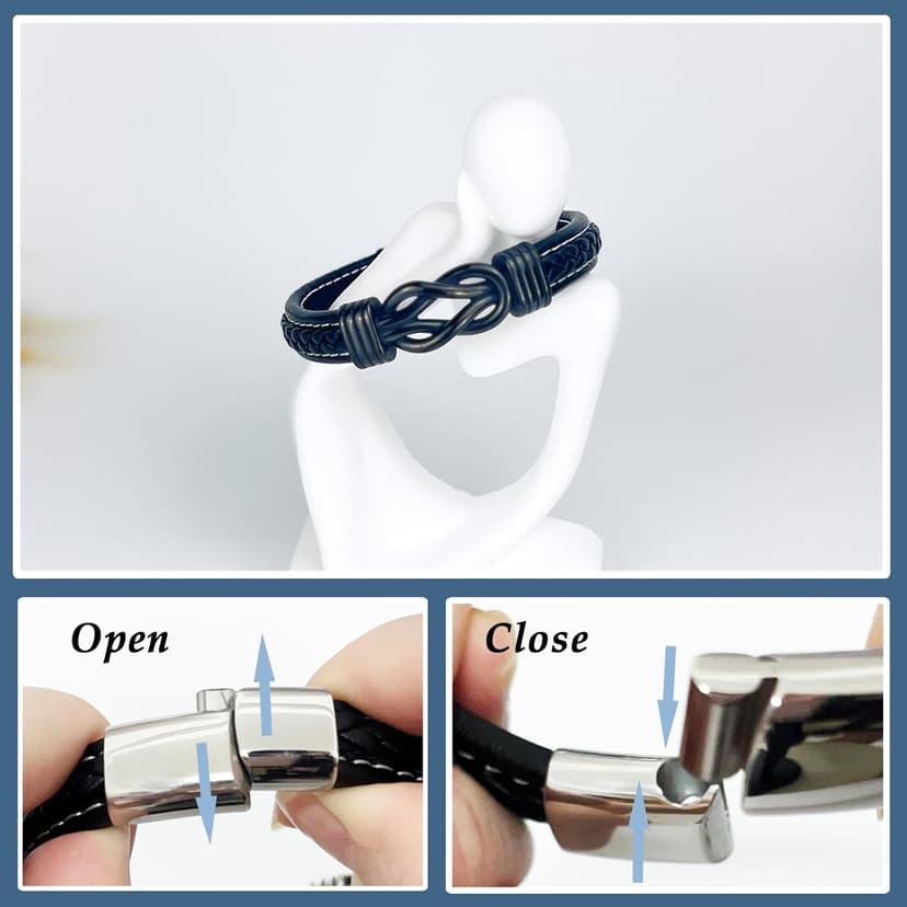Gifts for Men Him Husband Boyfriend Dad Son Grandson Nephew, Cool Love Infinity Leather Bracelets Fathers Day Ideas Present Gift for Birthday Anniversary Retirement Christmas