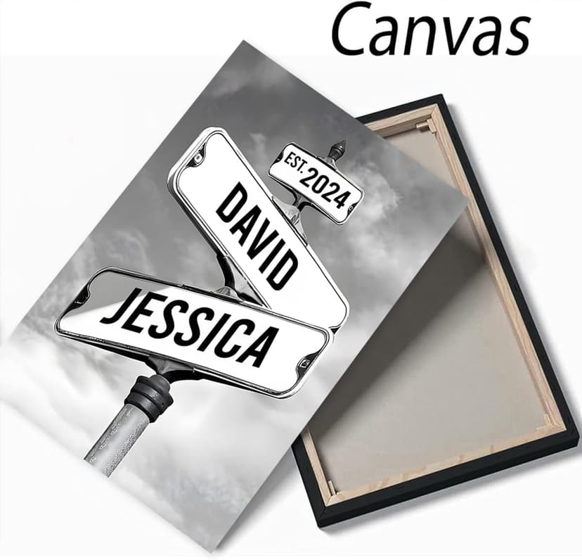 Personalized Vintage Street Sign For Couples Canvas, Best Gift For Сouple, Christmas Gifts for Her Him, Valentines Day Gift for Girlfriend Boyfriend, Wedding Anniversary Street Art Canvas Or Poster