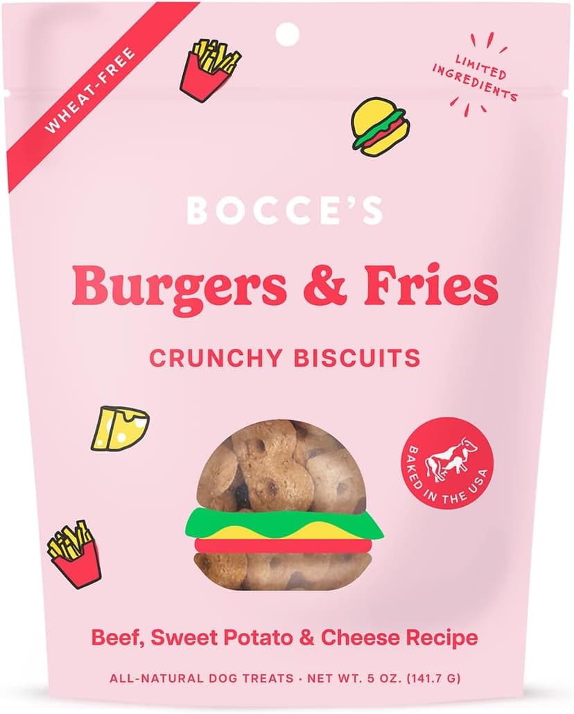 Bocce's Bakery - Limited Edition Wheat-Free Dog Treats, Burgers & Fries Biscuits, 5 oz