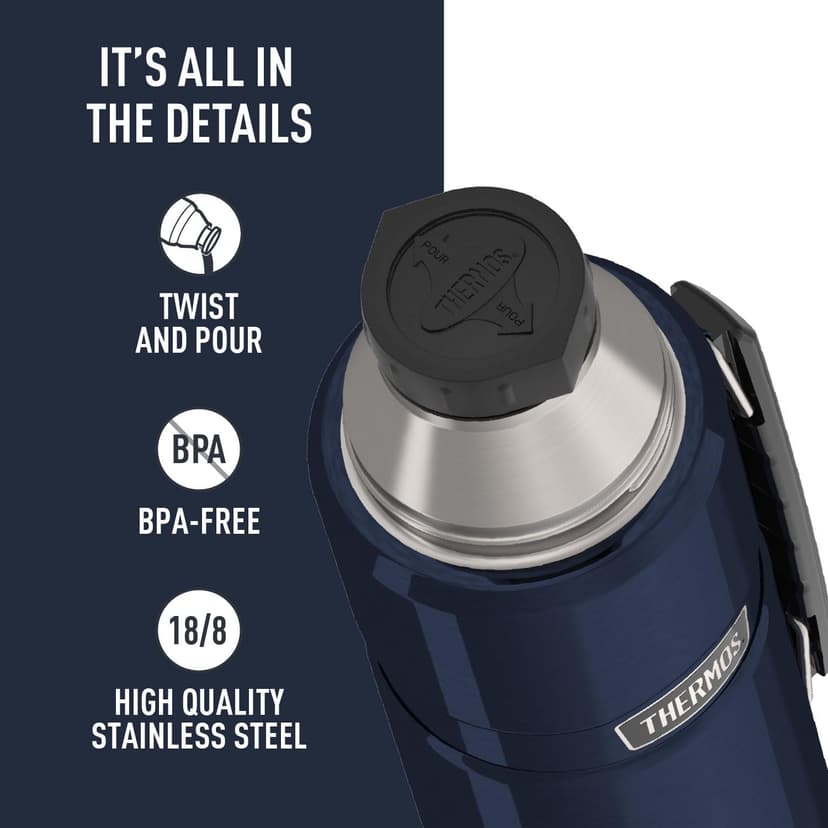 THERMOS Stainless King Vacuum-Insulated Beverage Bottle, 40 Ounce, Midnight Blue