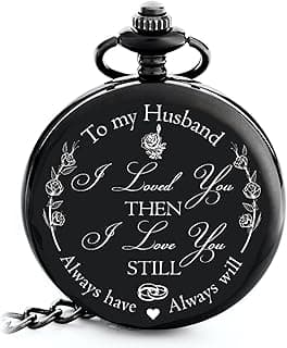 FJ FREDERICK JAMES Anniversary Gift's for Men - Engraved ‘to My Husband’ Pocket Watch | Anniversary Gift's for Him I Love You Gift for Husband for Birthday I Valentines