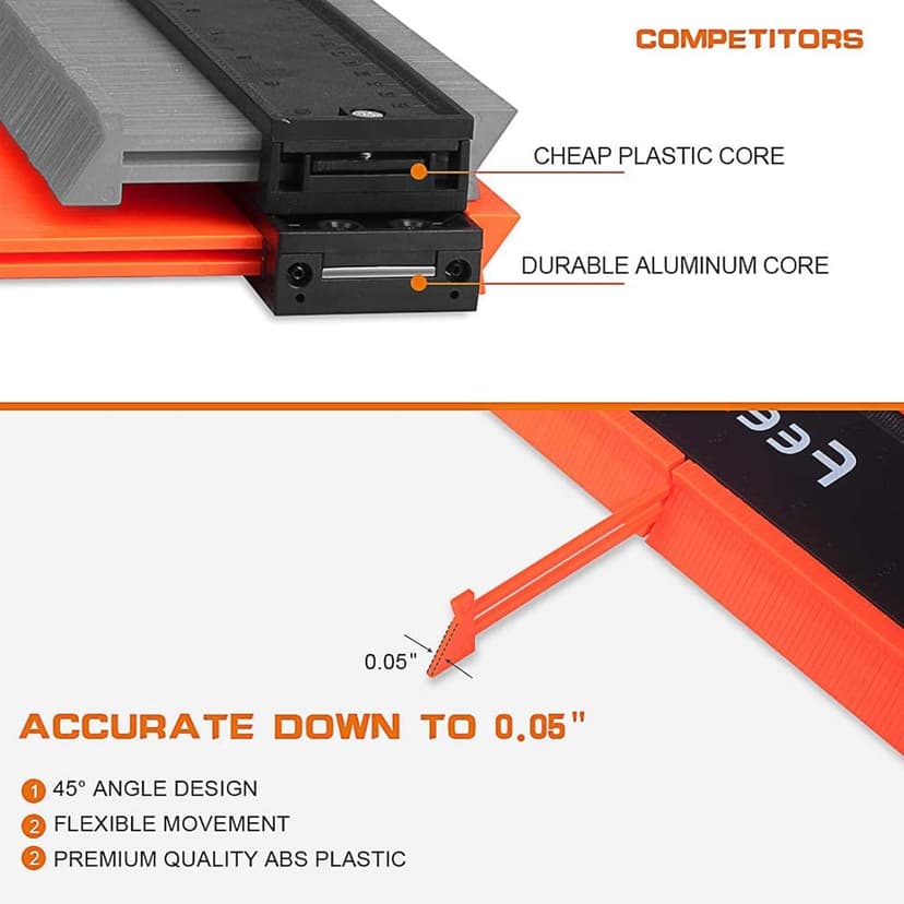 Contour Gauge (12 Inch) with Lock Profile Tool, Christmas Gifts for Men Dad Husband Him Super Contour Duplicator Men Gifts Woodworking Tools Carpenter Tools Construction Outline Angle Measuring Tool