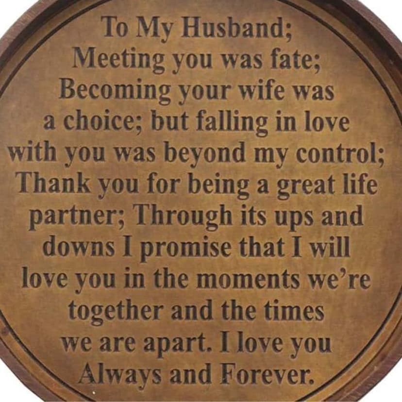 RII to My Husband I Love You, Brass Compass Engraved Gifts for Men, Bronze Gifts for Men, Romantic Gifts for Him/Her, Keepsake Gifts for Husband, 5th/25th 50th Wedding Gift Ideas