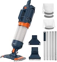 Cordless Heave Duty Pool Vacuum-True Powerful Suction 16.8 GPM, 60M Run-time, 25µm Ultra Fine Mesh Filter, Handheld Rechargeable Hot Tub Cleaner with Poles for Above Ground&Inground Pool