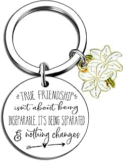 Best Friend Keychain Gifts For Women Sister Long Distance Friendship Gift Bestie Best Friend Birthday Gifts For Women Moving Away Gift For Teen Girls Anniversary Accessories Lily Flower