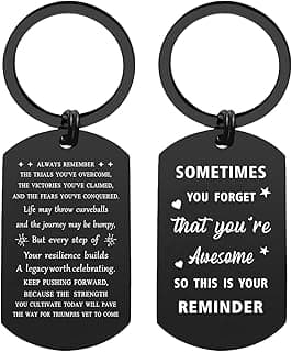 ENGZHI Motivational Keychain for Men, Inspirational Gift for Him, Get Well Soon Encouragement Daily Affirmation Present​