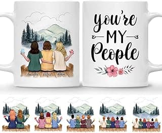 Gossby Gossby Personalized Best Friend Coffee Mug - Custom Gift for Female Best Friend with Design, Name - Christmas, Birthday, Friendship Besties Gift for Women - You're My People - 3 BFFs