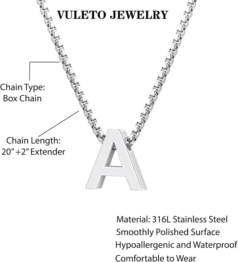 Initial A-Z Letter Necklace Gifts for Boys Men, Stainless Steel Letter Pendant Christmas Stocking Stuffers Birthday Jewelry Gifts Ideas for Teens Teenage Kids Him
