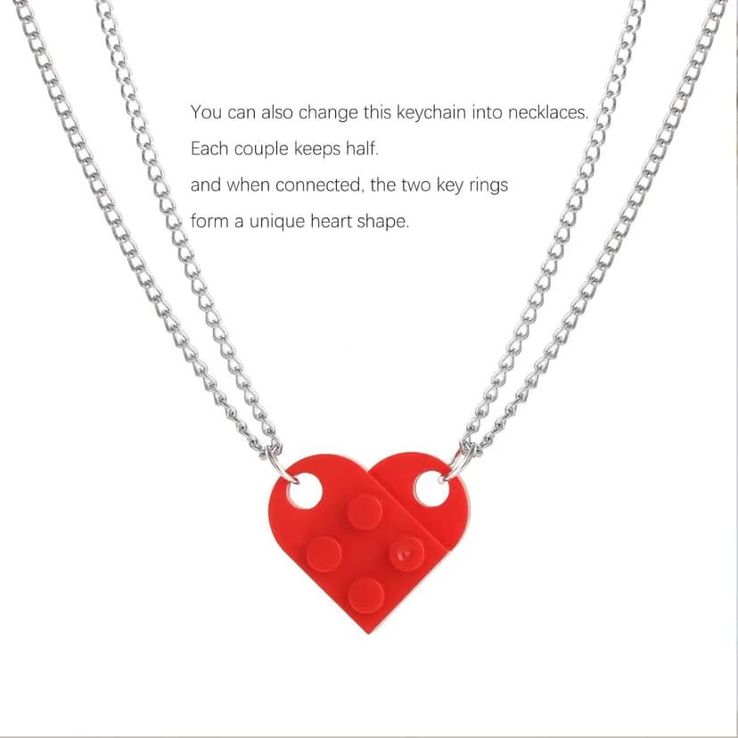 Comes in Gift Box - Heart Brick Couple Matching Keychain for Boyfriend and Girlfriend Valentine Day bf and gf Matching Stuff
