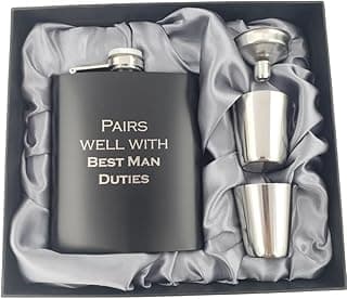Groomsmen Proposal Gift, Groomsman Gifts, Best Man Gifts from Groom, Groomsmen Flask, Bestman Gift from Groom, Best Man Proposal, Flasks for Liquor Pairs Well with (Best Man Duties)