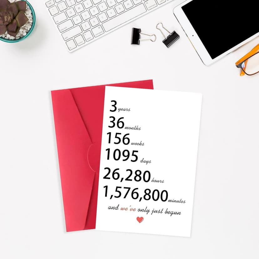 Lovely 3rd Anniversary Card Gifts for Husband Wife, Happy 3 Year Gifts for Anniversary for Boyfriends Girlfriends, Surprise 3 Years Marriage Gift for Couple, Sweet 3 Wedding Years Anniversary Card for