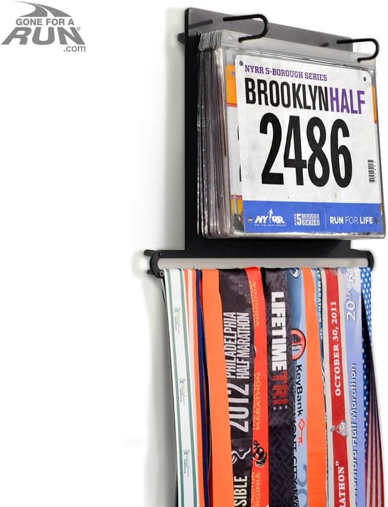 Gone For a Run BibFOLIO Plus Race Bib Holder and Running Medal Hanger Display | Race Medal Holder Display and Running Bib Holder for Runners | Race Bib and Race Medal Display for Runners