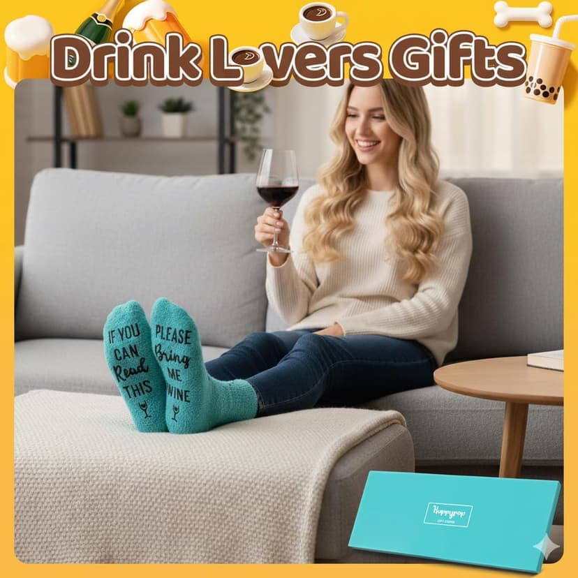 HAPPYPOP Funny Gifts for Women Men - Boba Tea Taco Gifts for Her, Bourbon Coffee Socks