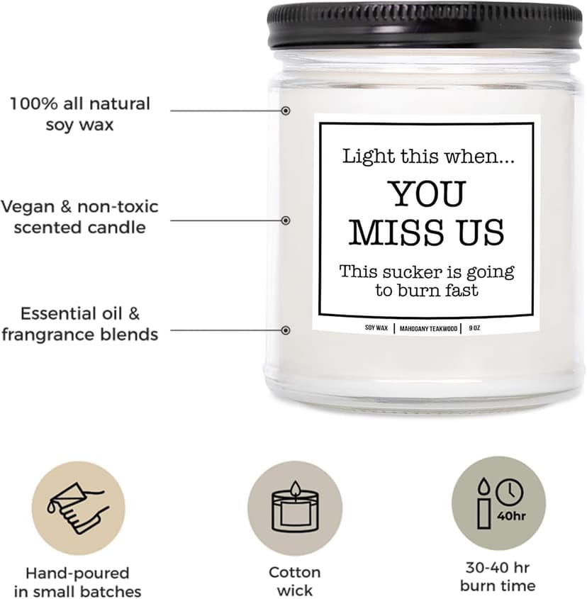 You Nique Designs Moving Away Candle 9 oz - Goodbye Gifts for Friends, Neighbors, Farewell Candles for People Moving, Going Away Gifts for Someone Moving Away (Mahogany Teakwood)