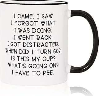 Shqiueos Funny 60th Birthday Gifts for Women Men Mug 11oz, Gag 60 Year Old Birthday Gifts for Her Him, 60th Bday Gift Idea for Mom Dad Sister Best Friends, 1965 Birthday Decorations Coffee Cup