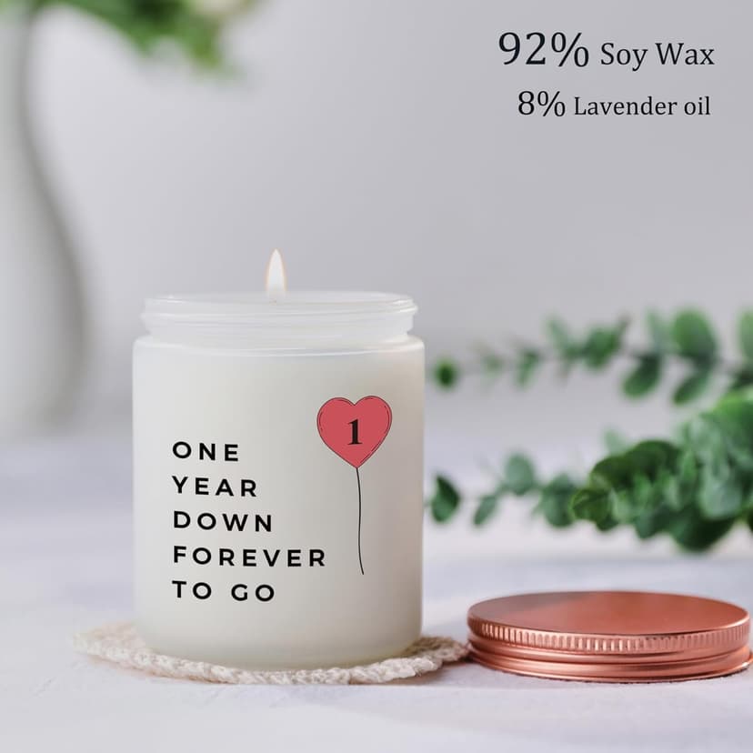 One Year, 1st, 1 Year, First Anniversary Candle Gifts for Him Her Couple- Best Happy Paper Anniversary Girlfriend Boyfriend Wife Husband Romantic Gift